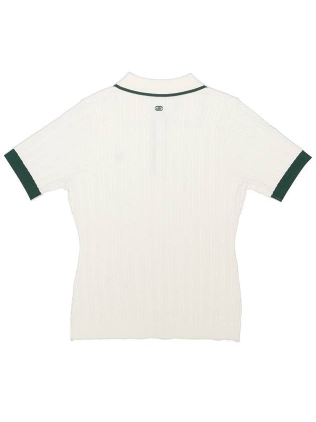 Cool cable tipping knit polo short sleeve t shirt ivory - TRIMERE - BALAAN 3