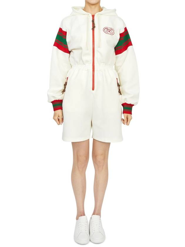 Interlocking G Logo Jersey Zipped Jumpsuit Ivory - GUCCI - BALAAN 2