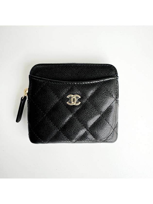 Gold Zipper Classic Grained Calfskin Card Holder Black - CHANEL - BALAAN 2