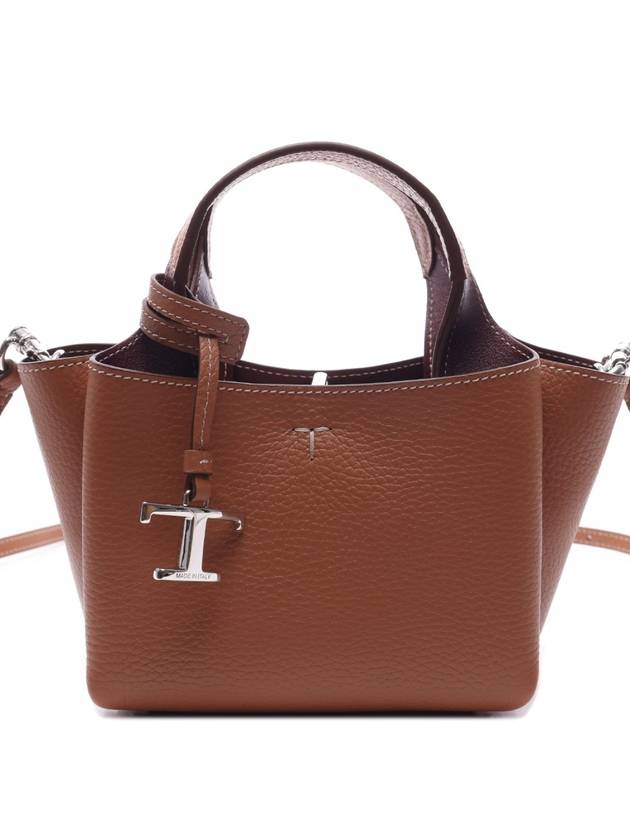 Micro Leather Tote Bag Brown - TOD'S - BALAAN 3