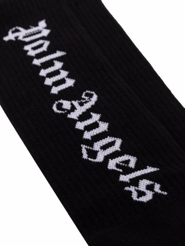 Vertical Logo Cotton Socks Black - PALM ANGELS - BALAAN 3