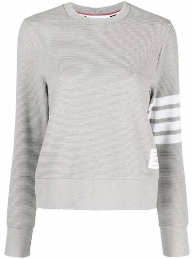 Ottoman Rib 4-Bar Crew Neck Sweatshirt Grey - THOM BROWNE - BALAAN 1