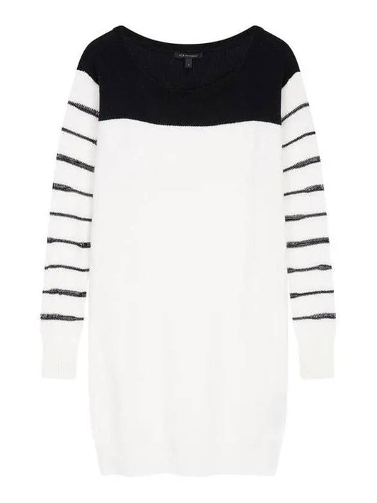 Striped sleeve knit dress ivory - ARMANI EXCHANGE - BALAAN 1