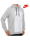 Large Logo Colorblock Fleece Hoodie Grey - NIKE - BALAAN 2