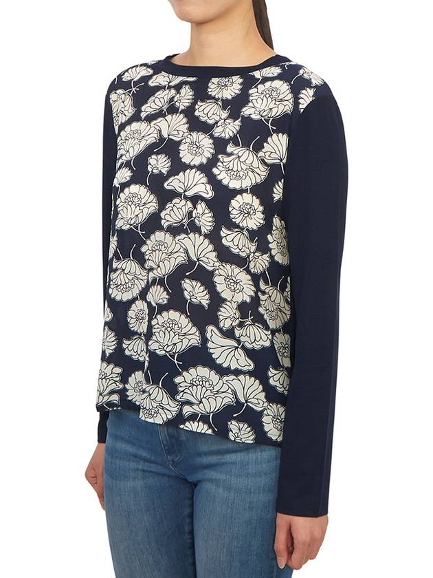 Calamai Print Long Sleeve T-shirt Navy - MAX MARA - BALAAN 3