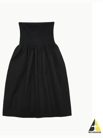 AMOMENTO NYLON SHIRRING FLARE SKIRT BLACK - ANDTHEOTHER - BALAAN 1