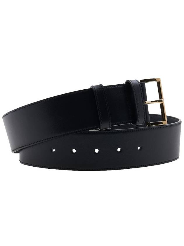 Triangle Logo Leather Belt Black - PRADA - BALAAN 4