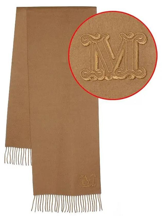 Wsdahlia Embroid M Logo Fringe Cashmere Muffler Camel - MAX MARA - BALAAN 2