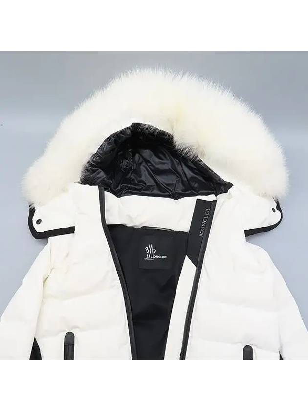 White color LAMOURA GIUBBOTO hooded shearling short down jacket - MONCLER - BALAAN 3