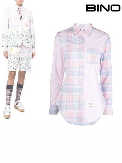 Funmix Check Classic Long Sleeve Shirt Light Pink - THOM BROWNE - BALAAN 2