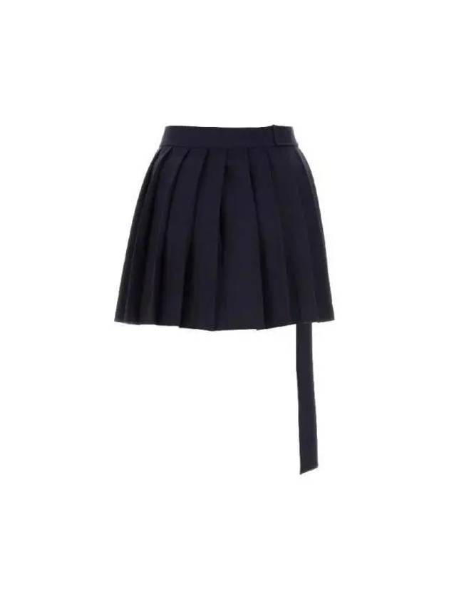 Buckle Strap Wool Pleated Skirt Navy - AMI - BALAAN 3