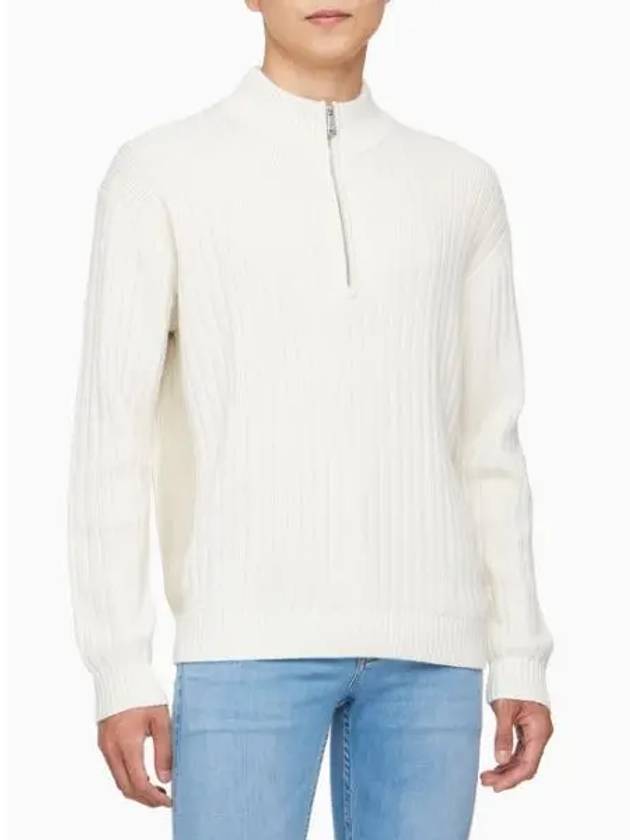 JEANS Men s Linear Half Zip up Sweater Ivory J326199YBI - CALVIN KLEIN - BALAAN 1