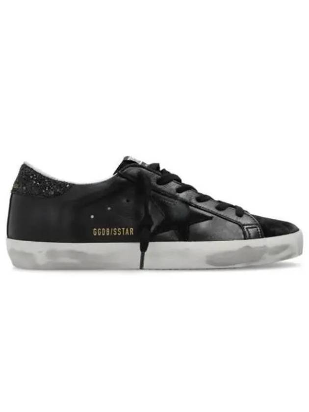 Superstar Glitter Tab Leather Low Top Sneakers Black - GOLDEN GOOSE - BALAAN 2