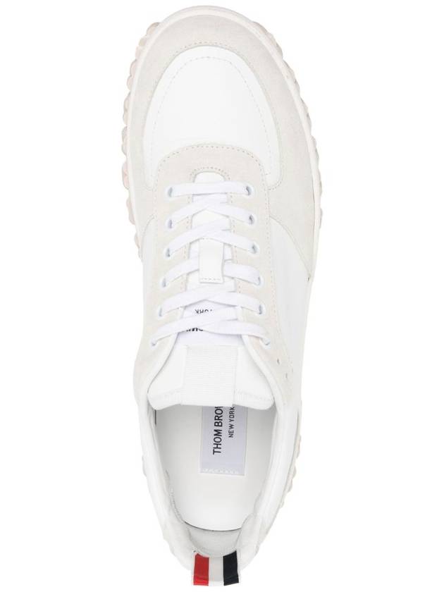 Letterman Panel Lace-Up Low-Top Sneakers White - THOM BROWNE - BALAAN 5