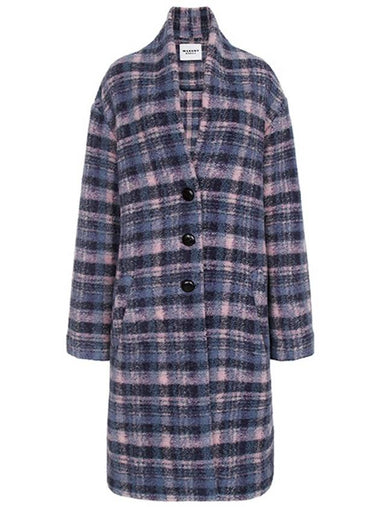 Lilac Navy Gabriel Check Wool Coat MA0019FB B3D04E LINY - ISABEL MARANT ETOILE - BALAAN 1