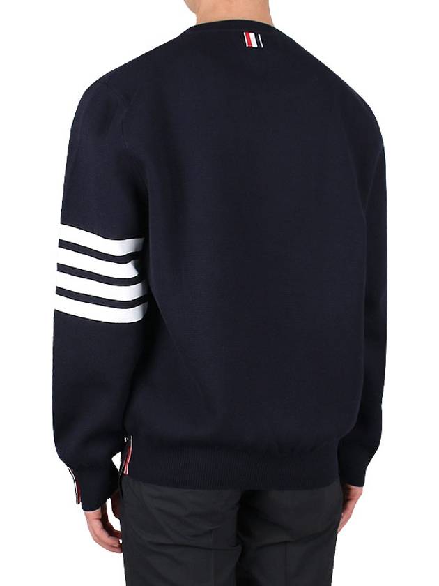 4 Bar Armband Milano Stitch Knit Top Navy - THOM BROWNE - BALAAN 5