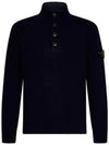 Wappen Patch Button Knit Top Navy - STONE ISLAND - BALAAN 2