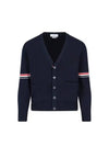 Milano Stitch Sprite Armband Cotton V-neck Cardigan Navy - THOM BROWNE - BALAAN 2