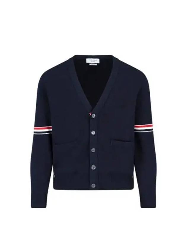 Milano Stitch Sprite Armband Cotton V-neck Cardigan Navy - THOM BROWNE - BALAAN 2