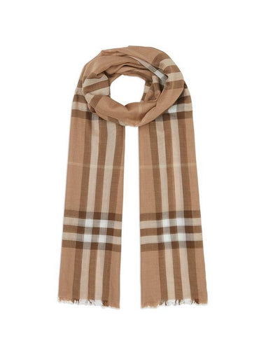 Logo Check Scarf Mid Camel - BURBERRY - BALAAN 1