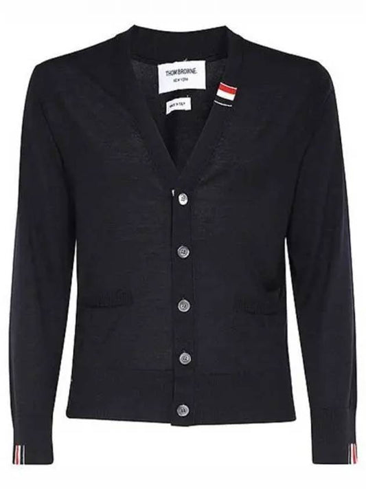 Men's Jersey Stitch V-Neck Cardigan Navy - THOM BROWNE - BALAAN 2