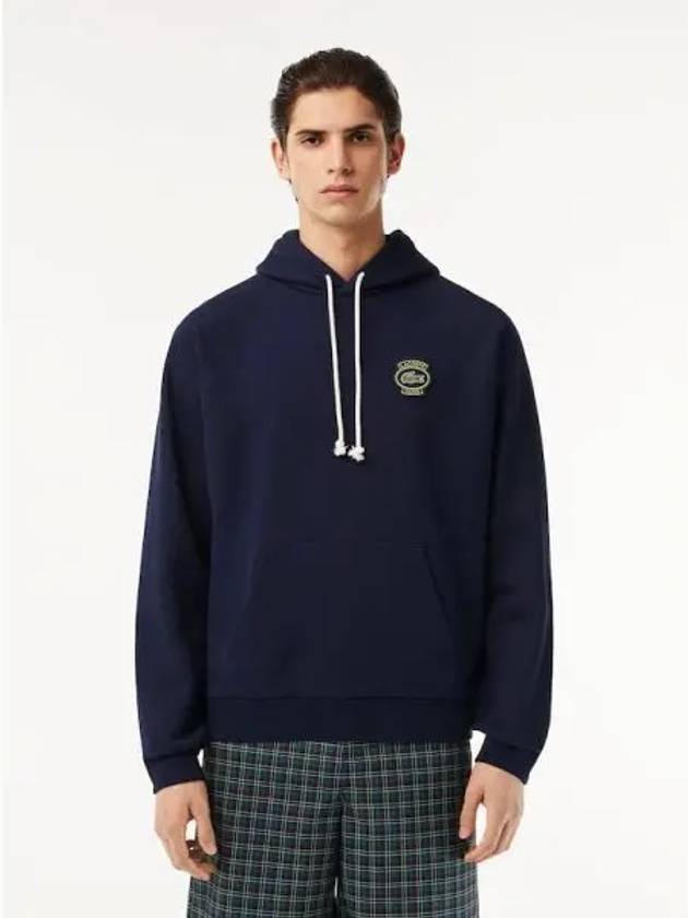 Logo Heritage Badge Fleece Hoodie Navy - LACOSTE - BALAAN 2