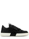 Round Toe Lace-Up Low Top Sneakers Black - VALENTINO - BALAAN 1