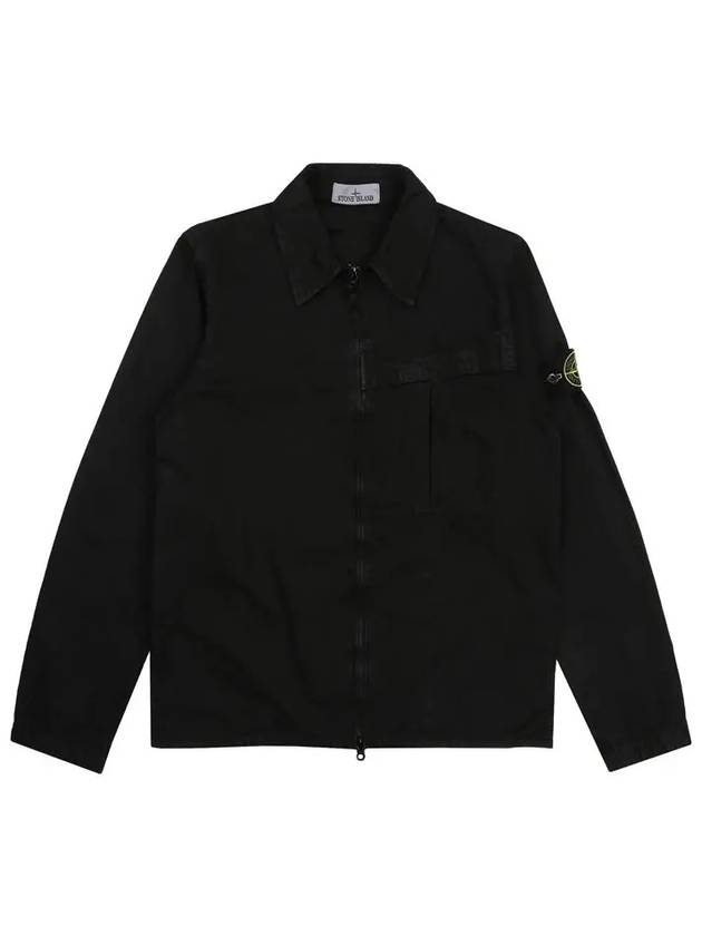 Organic Cotton Shirt Zip Up Jacket Black - STONE ISLAND - BALAAN 3