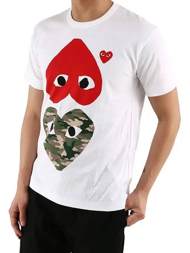 Comme des Gar ons Camo Double Heart Short Sleeve T shirt P1T242 P1T248 - COMME DES GARCONS PLAY - BALAAN 3