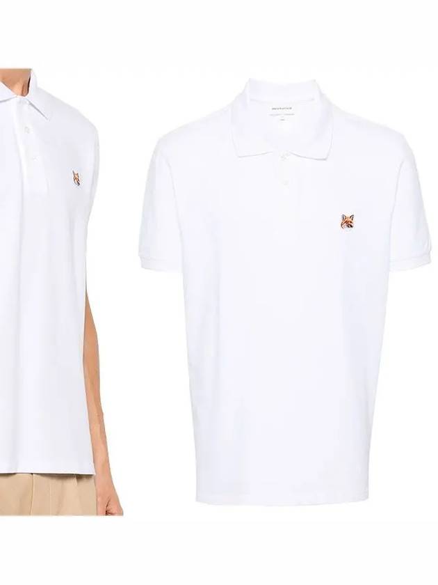 Fox Head Patch Cotton Polo Shirt White - MAISON KITSUNE - BALAAN 2