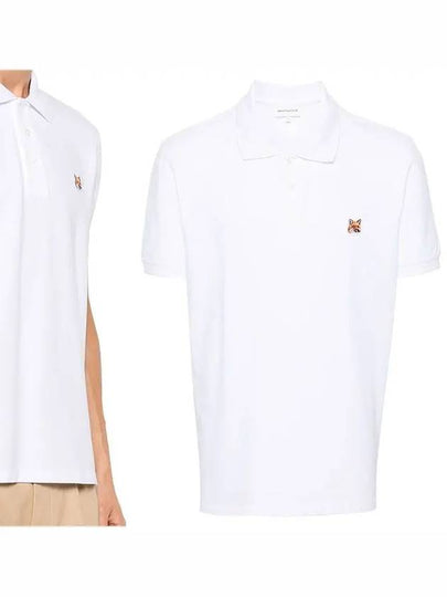 Fox Head Patch Cotton Polo Shirt White - MAISON KITSUNE - BALAAN 2