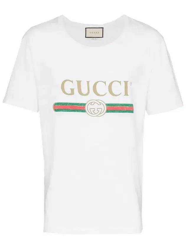 Men's Vintage Logo Washed Overfit Short Sleeve T-Shirt White - GUCCI - BALAAN 1