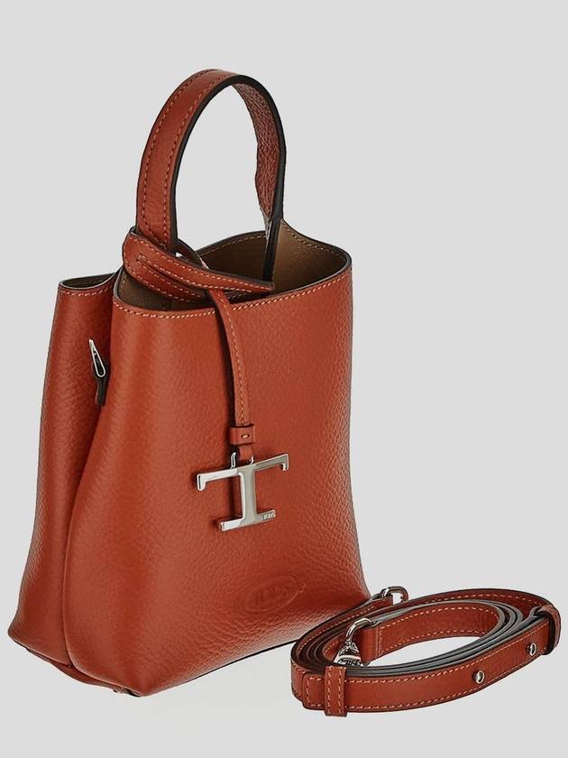 Micro Leather Mini Tote Bag Orange - TOD'S - BALAAN 3