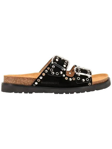 suede slide slippers black - DSQUARED2 - BALAAN 1