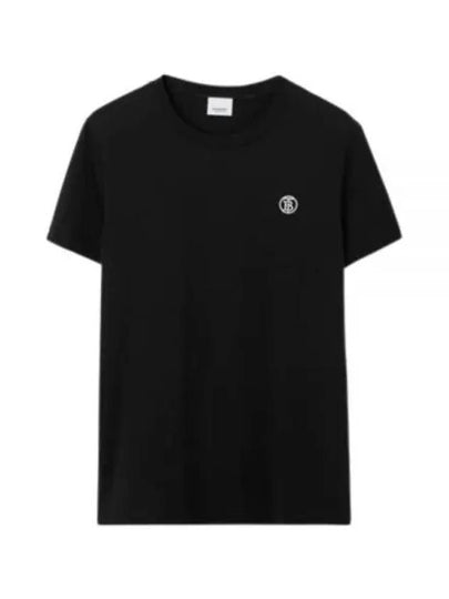 Embroidered Monogram Motif Cotton Short Sleeve T-Shirt Black - BURBERRY - BALAAN 2