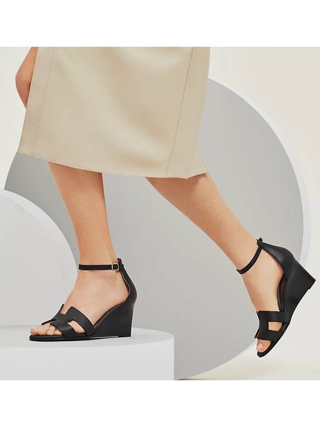 Legend Calfskin Wedge Heels Noir - HERMES - BALAAN 3