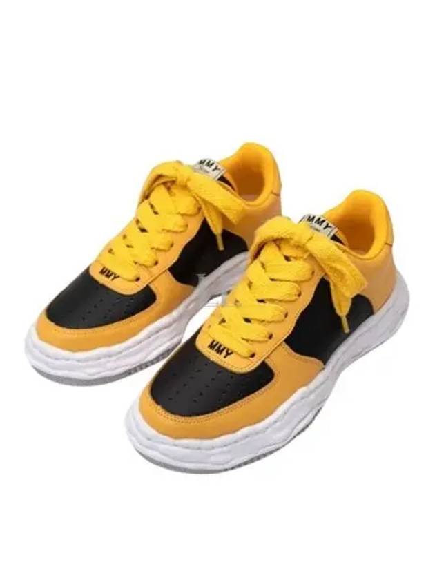 Wayne OG Sole Leather Low Top Sneakers Black Yellow - MIHARA YASUHIRO - BALAAN 2