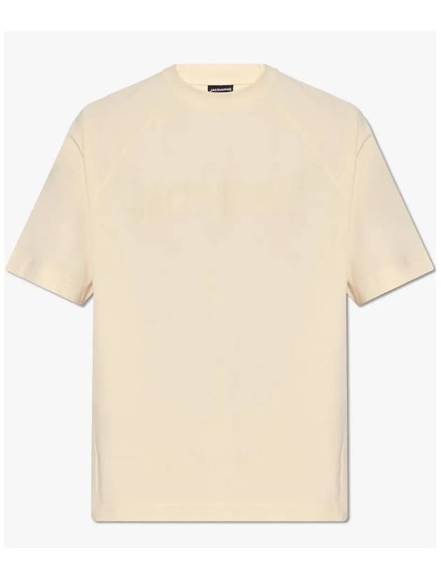 Le Typo Cotton Short Sleeve T-shirt Light Beige - JACQUEMUS - BALAAN 3