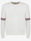 Men's Milan Stitch Armband Crew Neck Knit Top White - THOM BROWNE - BALAAN 2