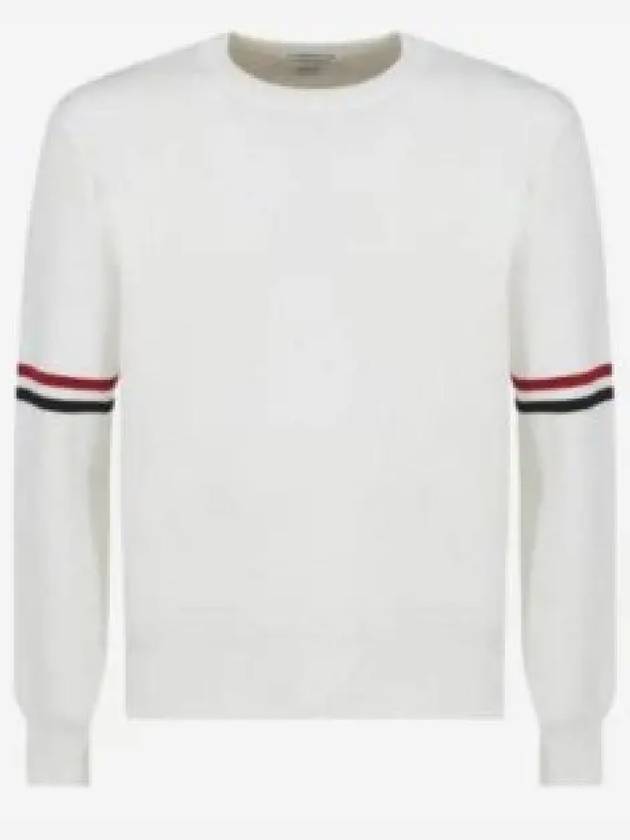 Men's Milan Stitch Armband Crew Neck Knit Top White - THOM BROWNE - BALAAN 2