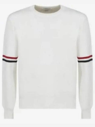 Men's Milan Stitch Armband Crew Neck Knit Top White - THOM BROWNE - BALAAN 2