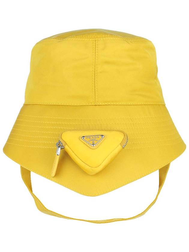 triangle logo pouch re-nylon bucket hat yellow - PRADA - 3