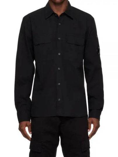 Linen Pocket Long Sleeve Shirt Black - CP COMPANY - BALAAN 2