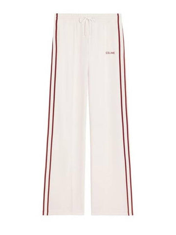 Embroidered Logo Double Face Jersey Track Pants Ecru - CELINE - BALAAN 1