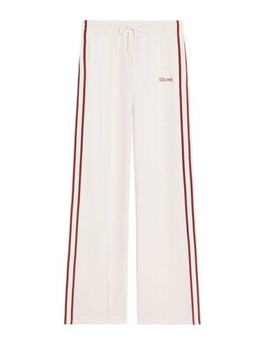 Embroidered Logo Double Face Jersey Track Pants Ecru - CELINE - BALAAN 1