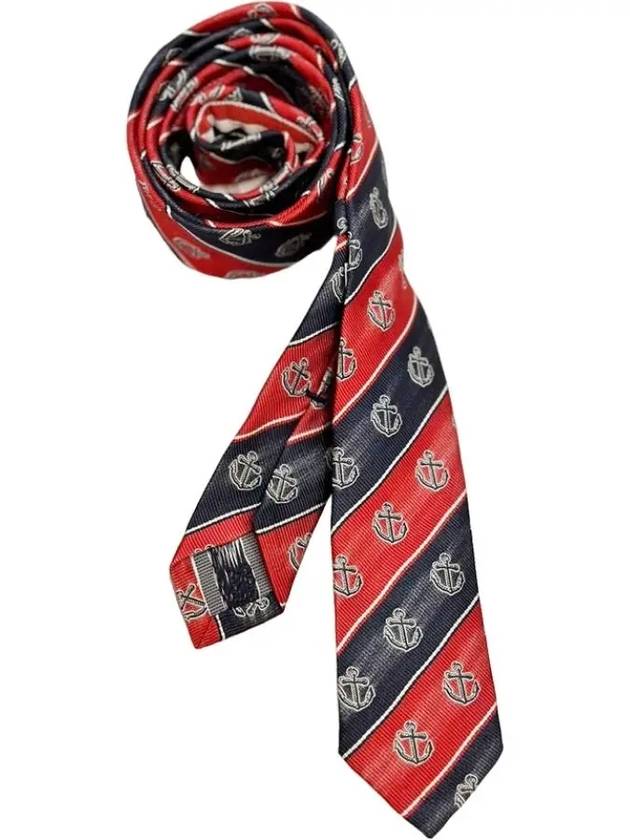 Anchor Stripe Silk Tie Black Red - THOM BROWNE - BALAAN 3