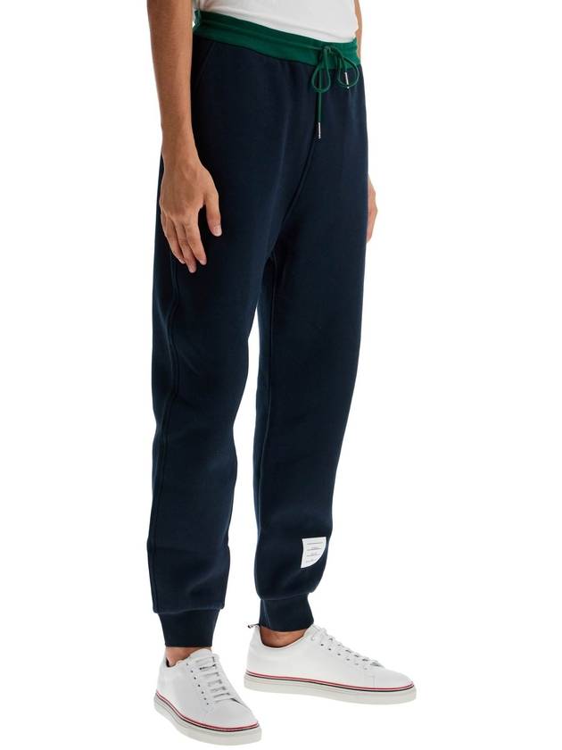 Colour Block Cotton Track Pants Navy - THOM BROWNE - BALAAN 3