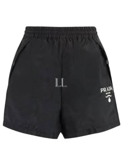 Logo Print Shorts Black - PRADA - BALAAN 2