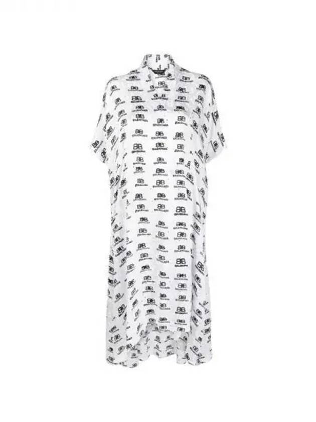 all-over logo print silk long dress white - BALENCIAGA - BALAAN 2