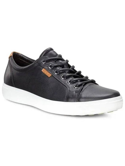 Men's Soft 7 M Leather Low Top Sneakers Black - ECCO - BALAAN 2